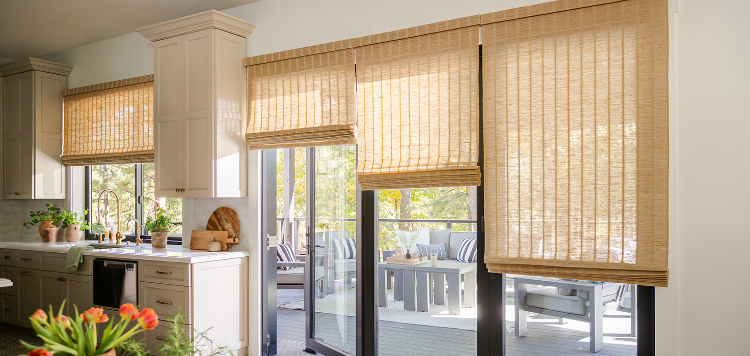 Woven Wood Shades in a Kitchen