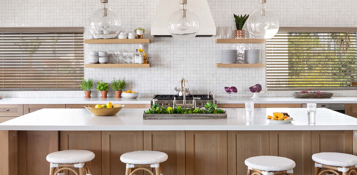 Tan Blinds in a Kitchen