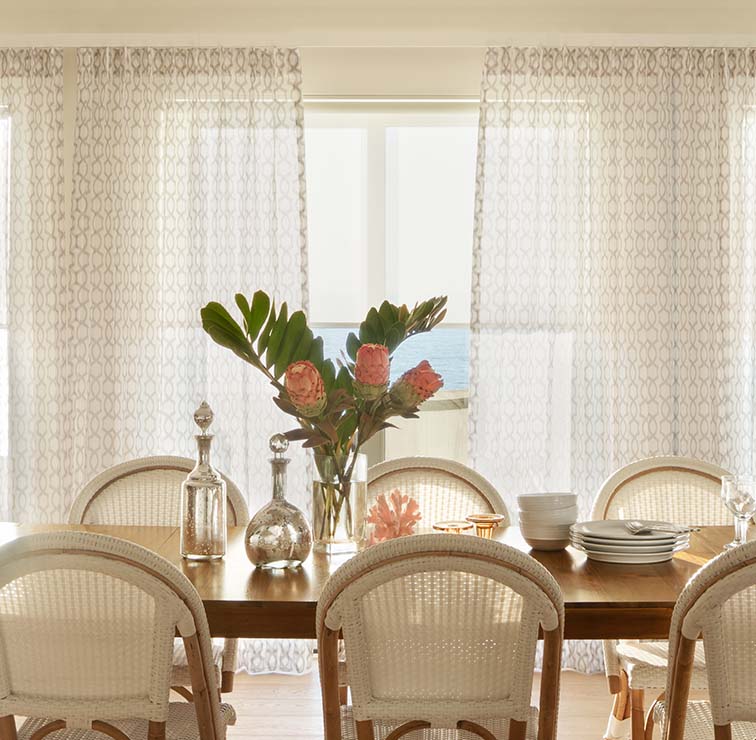 Wave Fold Drapery in a Dining Room