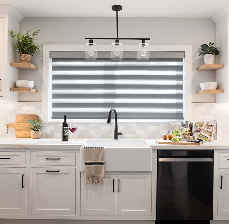 Banded Shades in a Kitchen