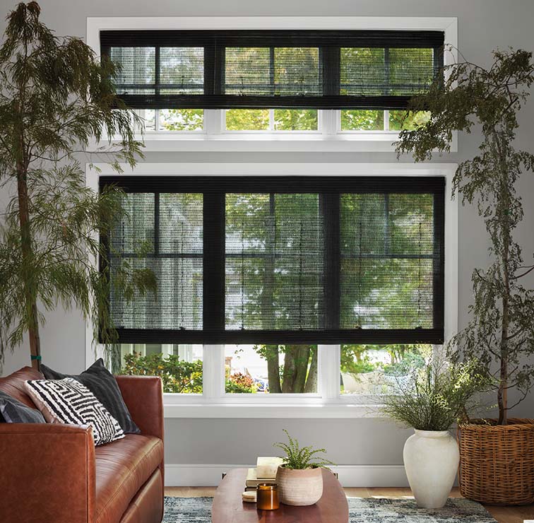 Woven Wood shades in a living room