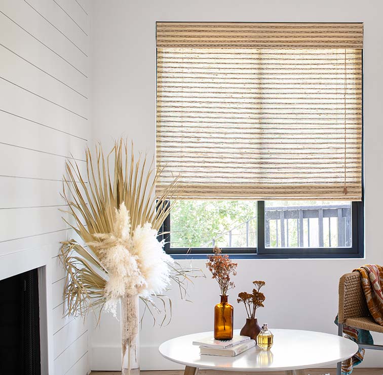 Woven Wood Shades in a gathering space